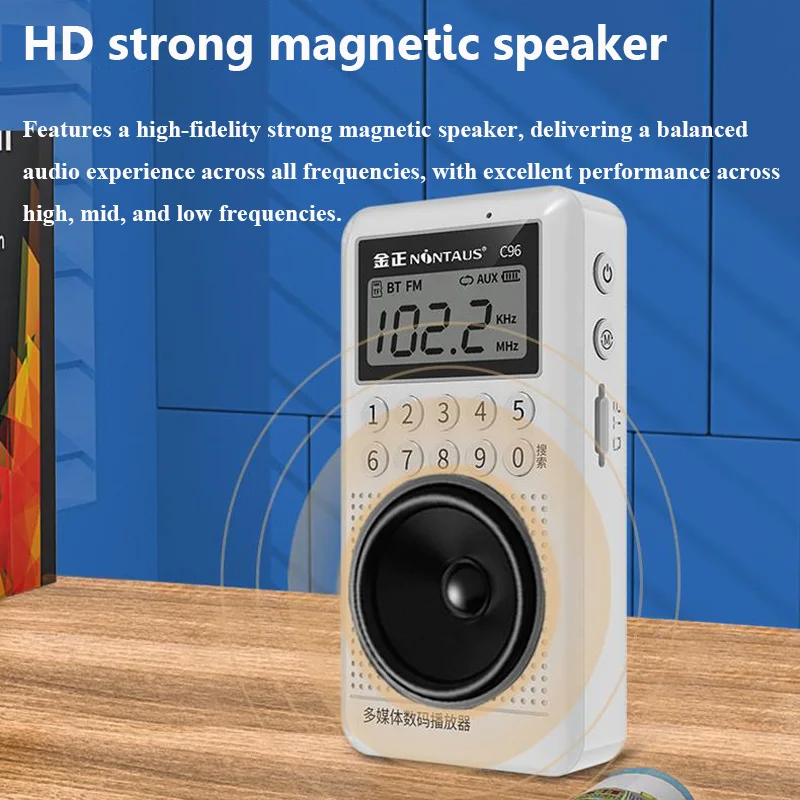 Portable Mini Pocket FM Radio Digital Radios Receiver Rechargeable Bluetooth Speaker External&Internal Recorder TF Card AUX Play