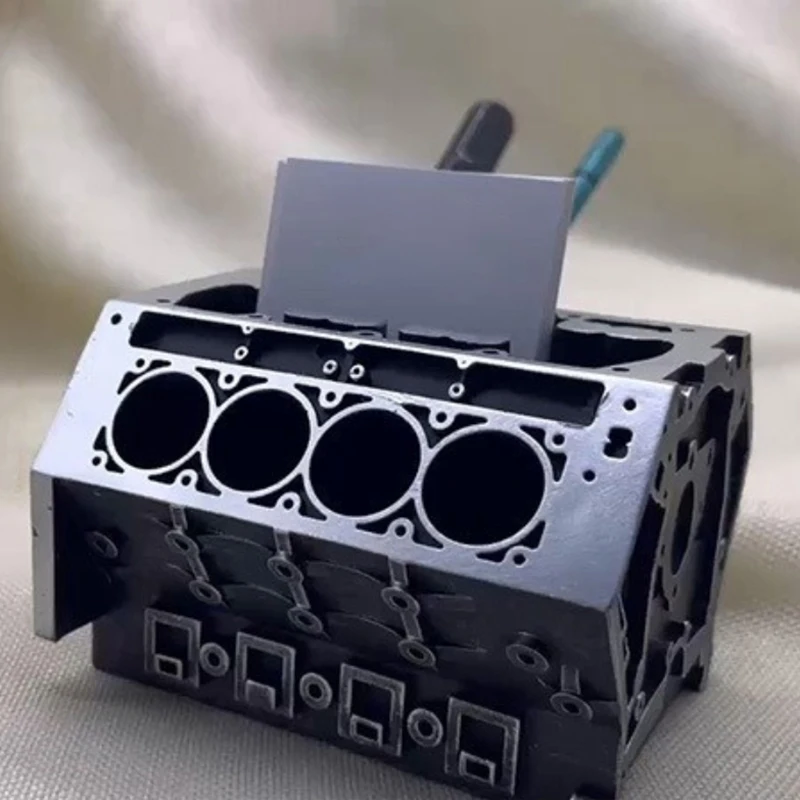 Engine Block Business Card & Pencil Holder Organizer Displayer Tabletop Ornaments Decoration