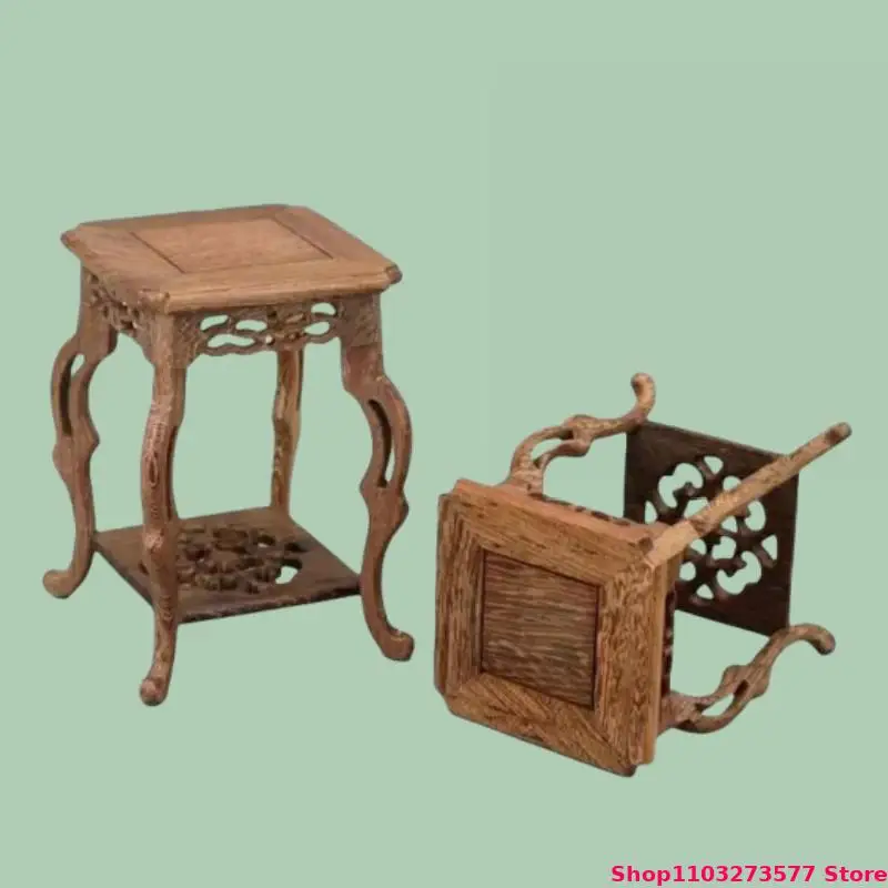 Natural Wooden Decorative Frame Home Flowerpot Vase Display Base Miniature Model Sculpture Base Attic Bonsai Plant Rack