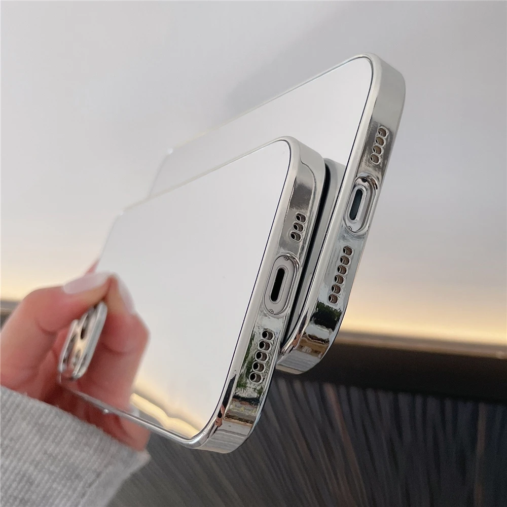 Elegant Silver & Gold Plated Makeup Mirror Phone Case - Shockproof & Stylish Cover