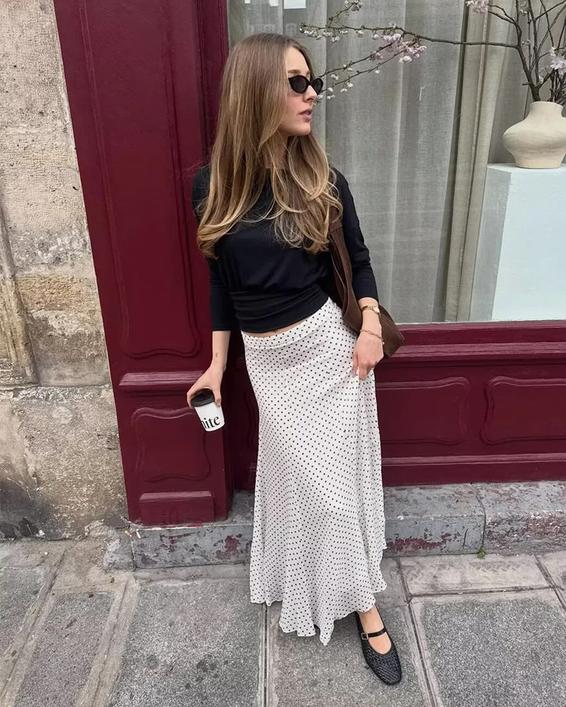 Women's Skirts 2026 New Fashion Spring Summer Polka dot Long Skirt for Women Elegant Chic Personality Versatile Ladies Skirts 2