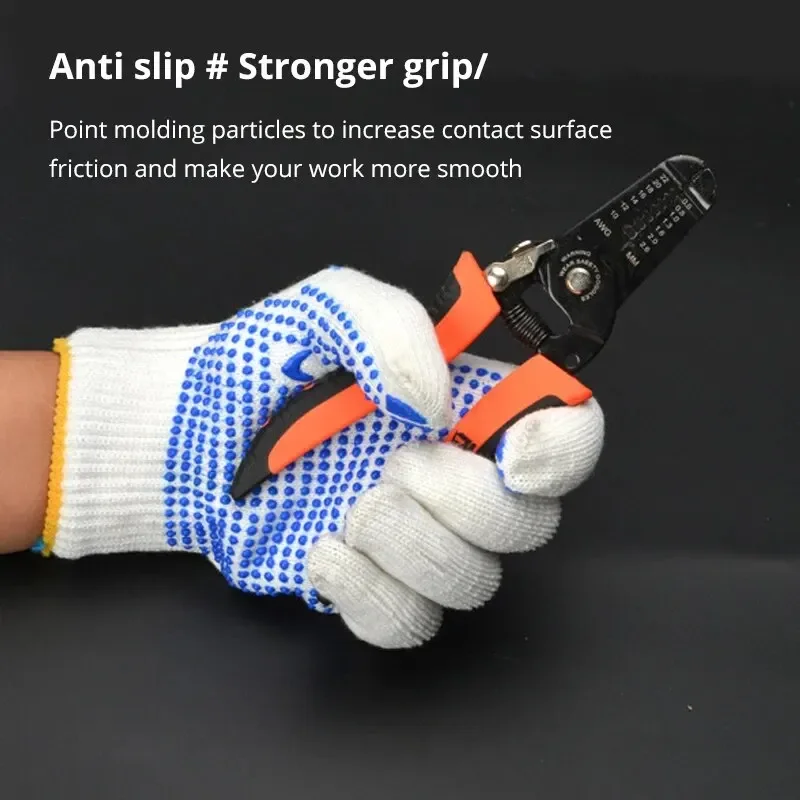 12 Pairs Work Gloves With Anti Slip Grip PVC Dots Safety Cotton Protection For Painter Mechanic Industrial Construction protective gloves safety gloves cotton gloves cotton work gloves