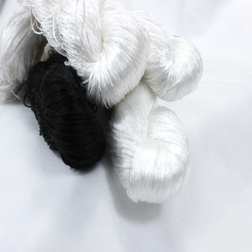 Premium Silk Embroidery Thread - 400m Spool - 100% Pure Silk - Black, White & 4 Vibrant Colors