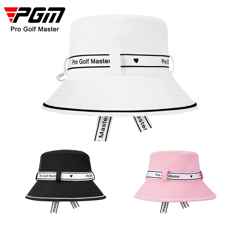 Pgm Summer Golf Bucket Hat for Women Big Brim Outdoor Sun Visor Portable Foldable Panama Cap Lady Golf Sports Aids 3 Colors