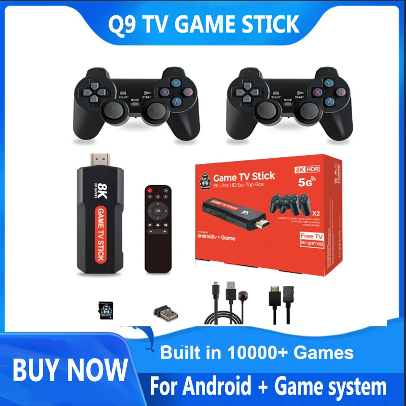 Dual System TV Stick for Android system Retro Video Consola Built in 10000+ Games Game Stick 4K Xmas Gift video game console,game console,video game stick,game console kit