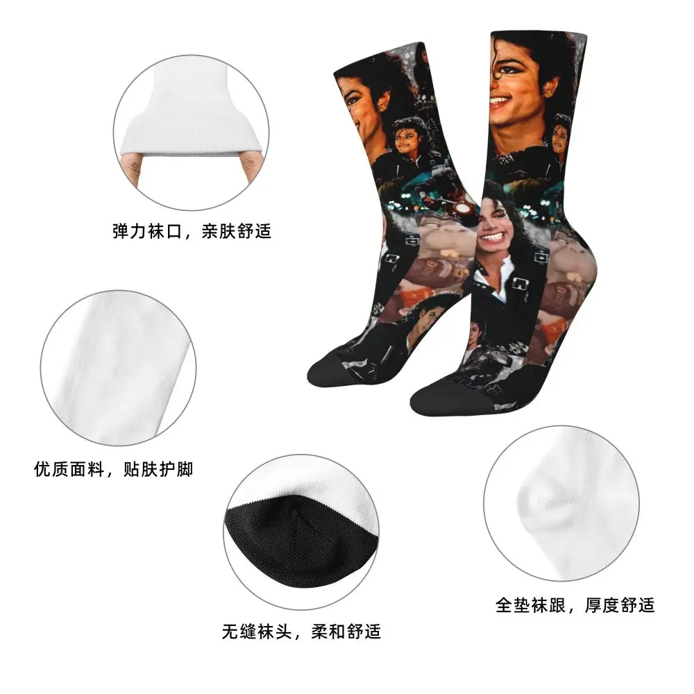 Michael Jackson Musicians Singers Dancers Socks Harajuku Stockings All Season Long Socks Accessories for Unisex Christmas Gifts
