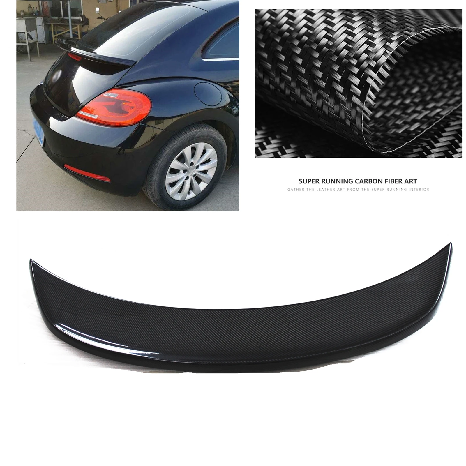 

Car Trunk Rear Spoiler Upper Wing Tailgate Window Trim Flap Splitter Duckbill Carbon Fiber For Volkswagen VW Beetle 2011-2019