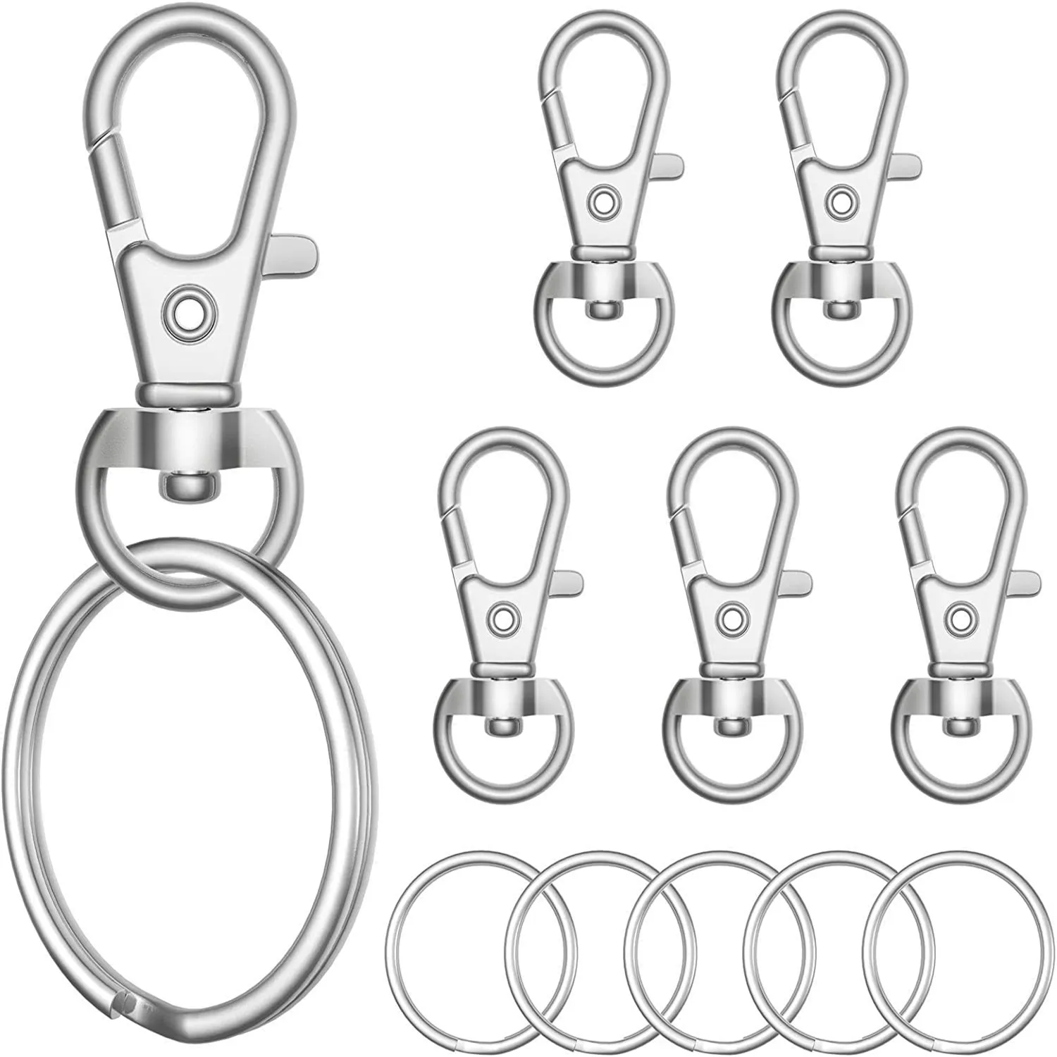10PCS/5Set Swivel Clasps Lanyard Snap Hooks with Key Rings, Key Chain Clip Hooks Lobster Claw Clasps for Keychains DIY Crafts