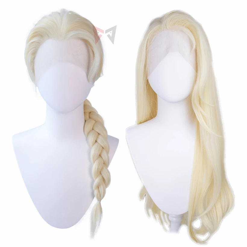 

Movie Ice Snow Queen Elsa Princess Wig Cosplay Costume Accessories Halloween Party Lace Wig