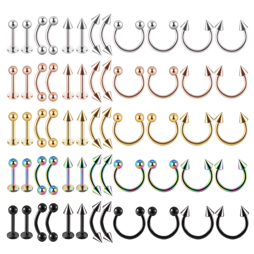 Piercing Jewelry Surgical Steel Ear Nose Eyebrow Labret 12pcs/Set 8mm