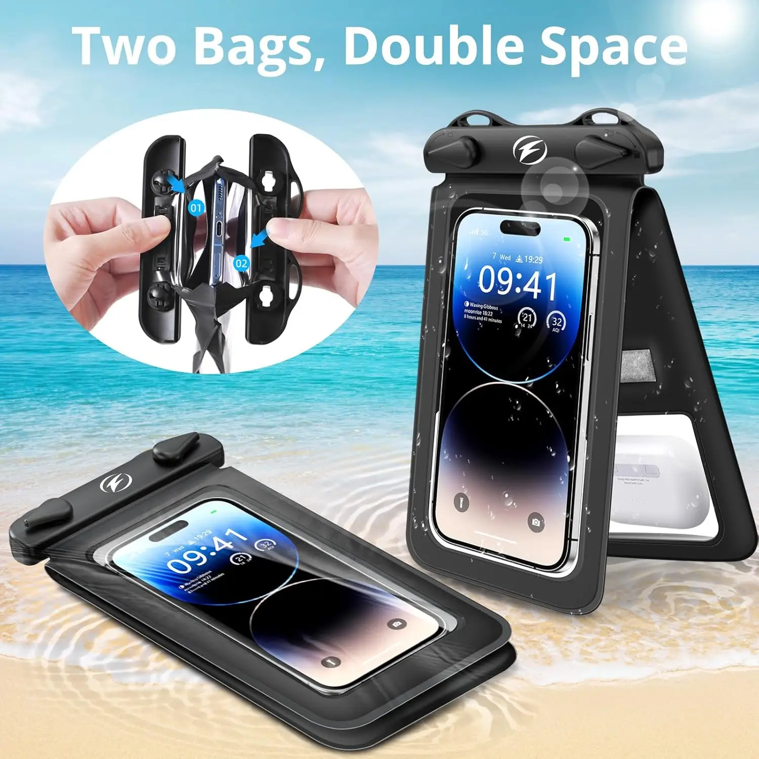 Ultimate Waterproof Phone Pouch with Double Space Dry Bag and Adjustable Neck Lanyard