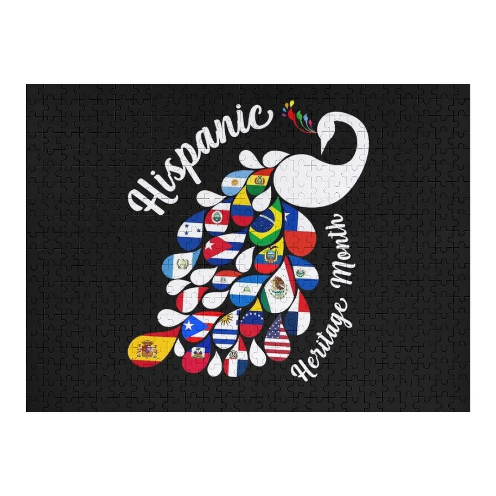 Hispanic Heritage Month Peacock All Countries Flags Women . Jigsaw Puzzle Personalized Gift Ideas Custom Wooden Gift Puzzle