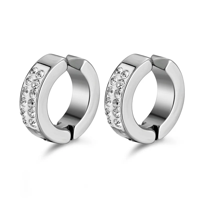 1pair Unisex Minimalist Punk Hip Hop Stainless Steel Ear Clips ear clip earrings clip earrings ear clip ear accessories With Cubic Zirconia For Men Women