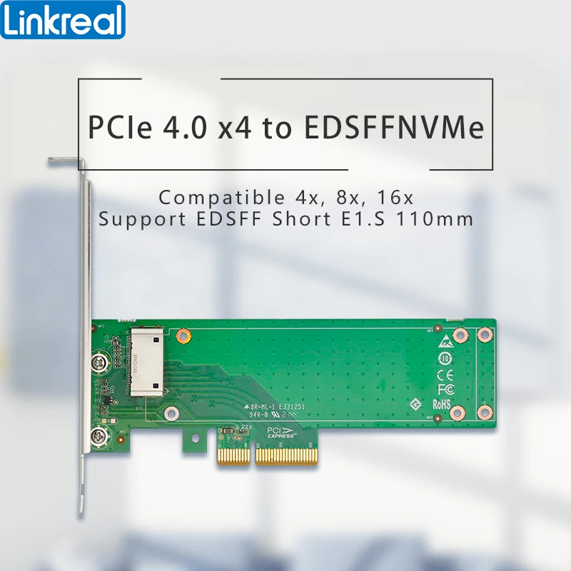 Linkreal Pcie 4.0×4 para Nvme Edsff 1u Curto E1.s Adapter-lrnv9en4
