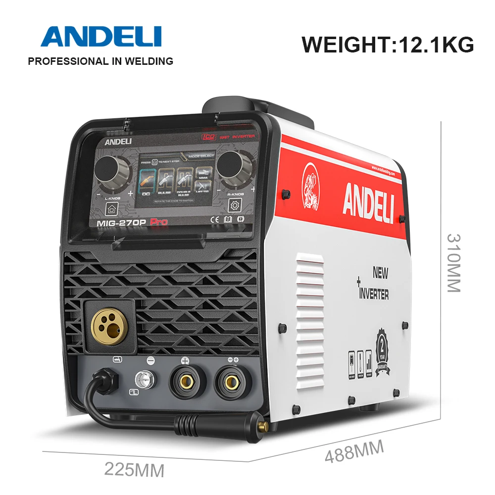 ANDELI 220V MIG Welding Machine with Double Pulse ARC Lift TIG Semi-automatic Welding Aluminum Welders Spool Gasless soldering