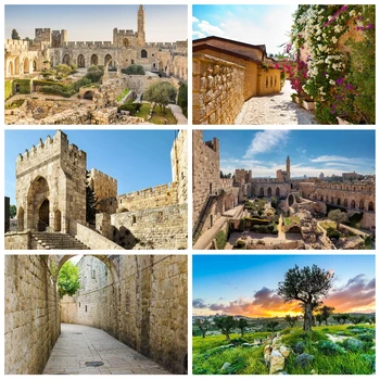 Jerusalem Backdrop, David Tower Ancient Ruins Historical Sites Israel, Background Room Decor Photo Props