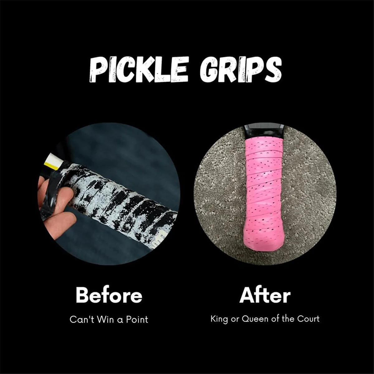 1 Pair of Pickleball Racket Tennis Racket Grips Sweat-Absorbent Anti-Slip Tape Wrap Tape for Handles-Pink