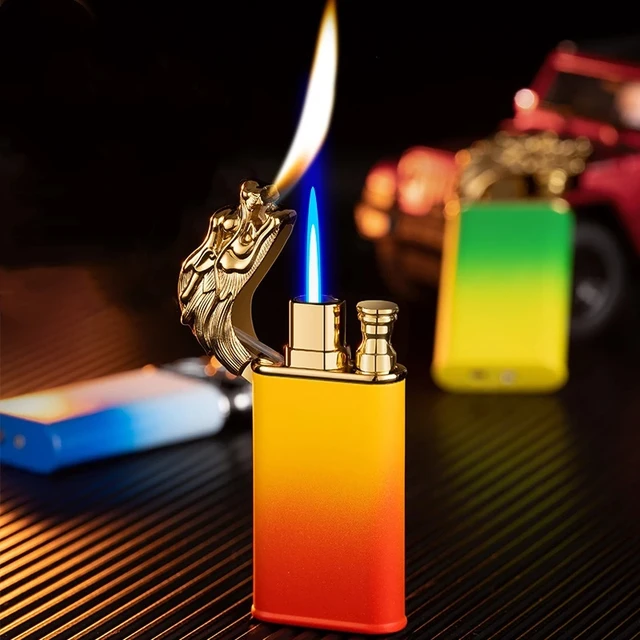 Briquet en métal en forme de dragon pour homme, allume-cigare à