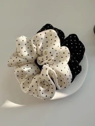 Elegant Silk Hair Scrunchies Set - Minimalist Wave Point Elastic Hair Ties (2pcs)