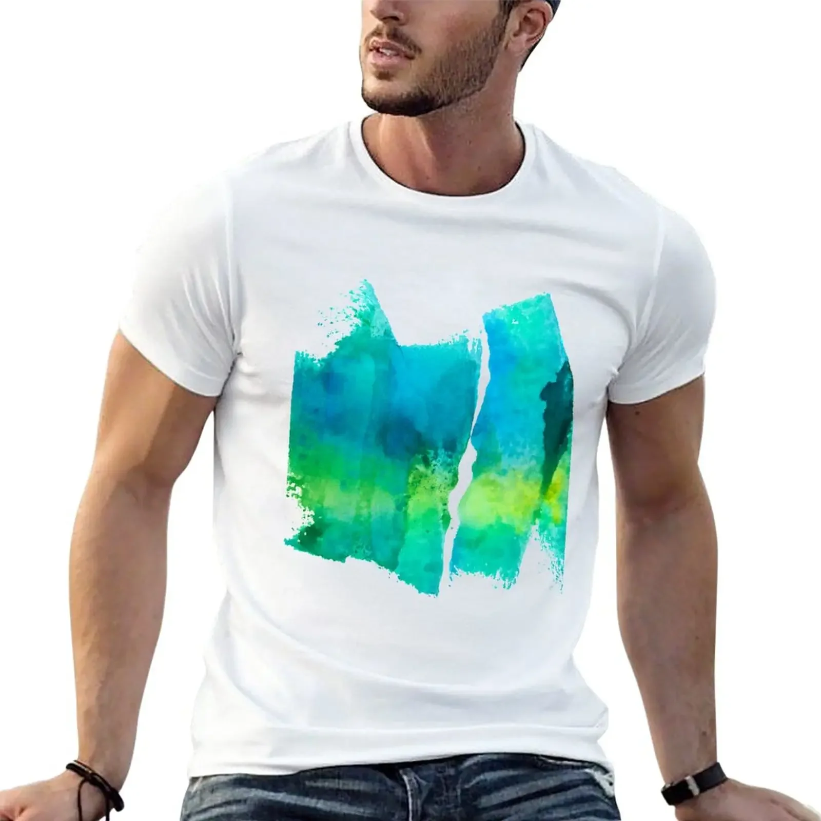 

Watercolor Splash - Blue Green T-Shirt oversizeds shirts graphic tees Blouse t shirts for men graphic