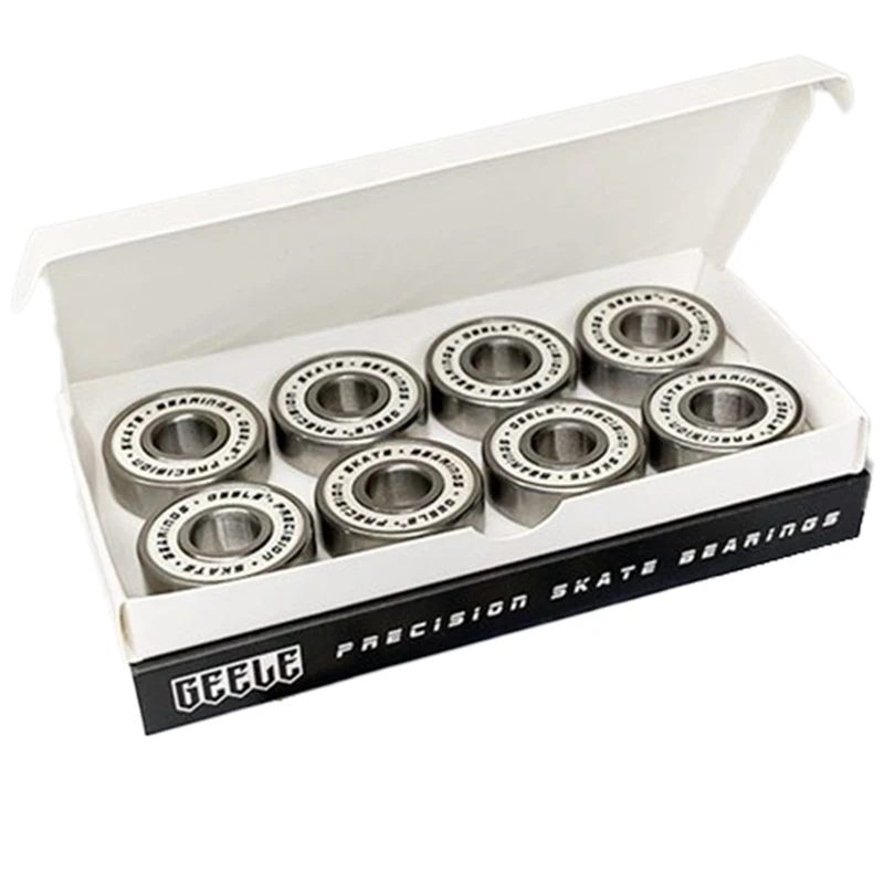 

Geele 8Pcs Skateboard Bearings Deep Groove Ball Bearing 608 Bearing For Skateboard Longboard Inline Pulley Turntable Silver