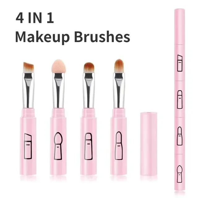4-in-1 Multifunctional Brush Set – Compact Travel Makeup