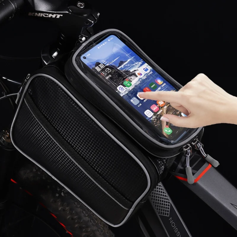 Bicycle Bags Front Beam Large Capacity Waterproof Bag Mobile Phone Touch Screen Mountain Bike Saddle Cycling Accessories