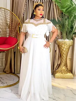 Plus Size African Party Dresses for Women 2025 New Fashion Dashiki Ankara Wedding Evening Gown Elegant Turkey Muslim Maxi Dress