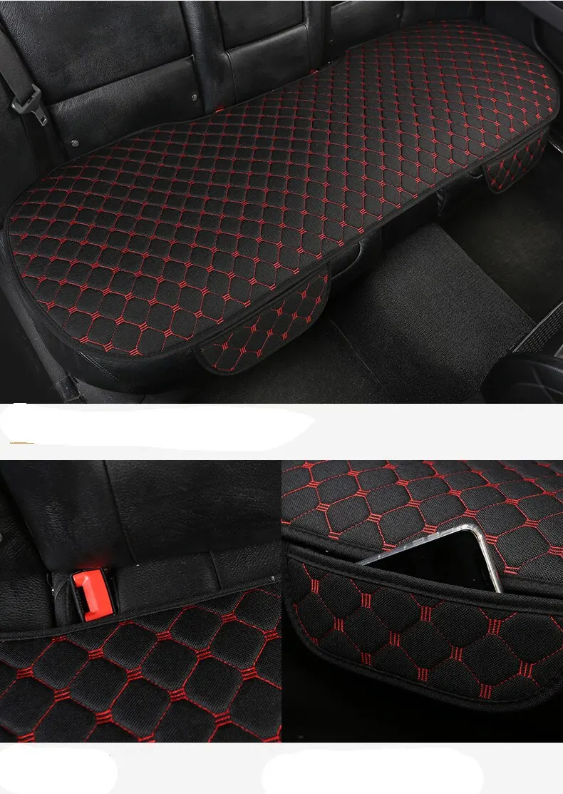 Quilted Embroidered Linen Car Cushion Set - Universal Fit, All-Season, Three-Piece