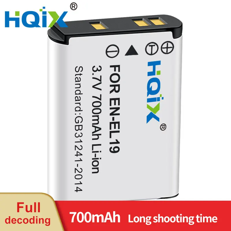Hqix Per Nikon Coolpix S6900 S4200 S4400 S100 S2700 S6800 S7000 S3400 S3600 S4100 S2900 S3200 Macchina Fotografica En-El19 Caricabatteria