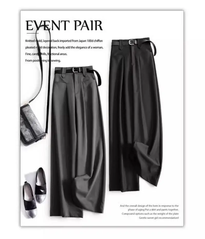 Wine Red Solid Office Lady High Waist Sashes Loose Straight Women's Pants Ankle-Length Trousers Pants For Women Clothing 2024