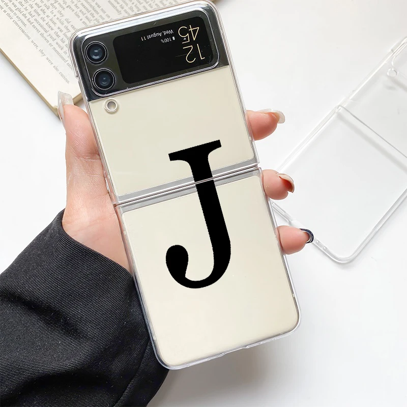 Chic Alphabet Design Clear Hard Phone Case for Samsung Galaxy Z Flip