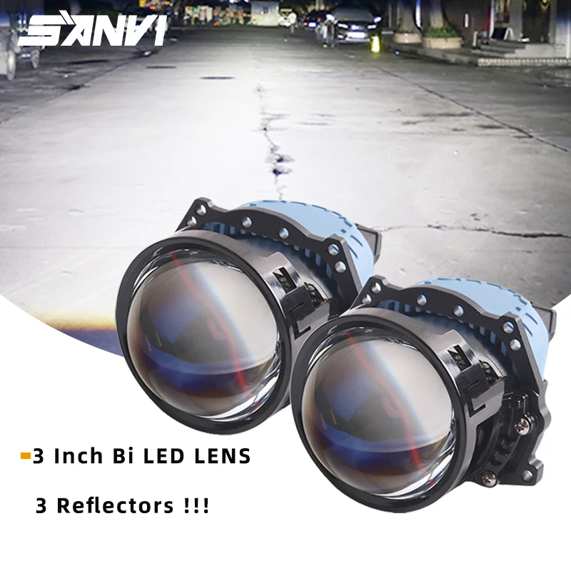 

SANVI 3 Inch Bi LED Lenses for H7 LED H4 H1 H11 9005 9006 Headlights Auto Projector Replacemet 65W Car Lights Accessories