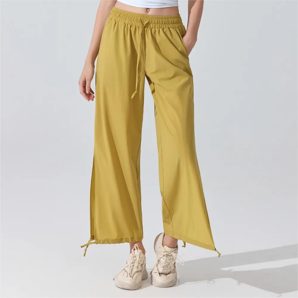 High Waisted Wide Leg Pants Women - Loose Fit Cuffed Yoga Pants, Trousers Pilates, Gym Workout & Fitness Activewear Bottoms