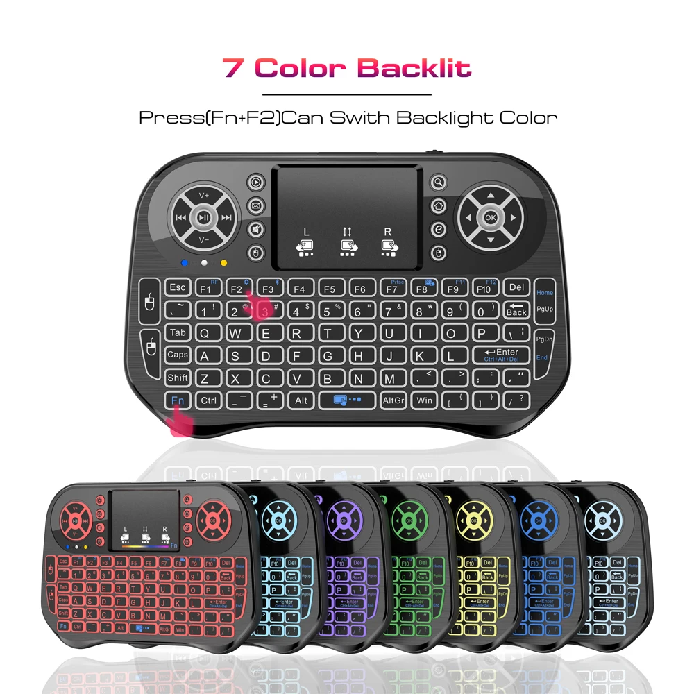 Wireless Mini Keyboard with Backlit Touchpad and Air Mouse Functionality