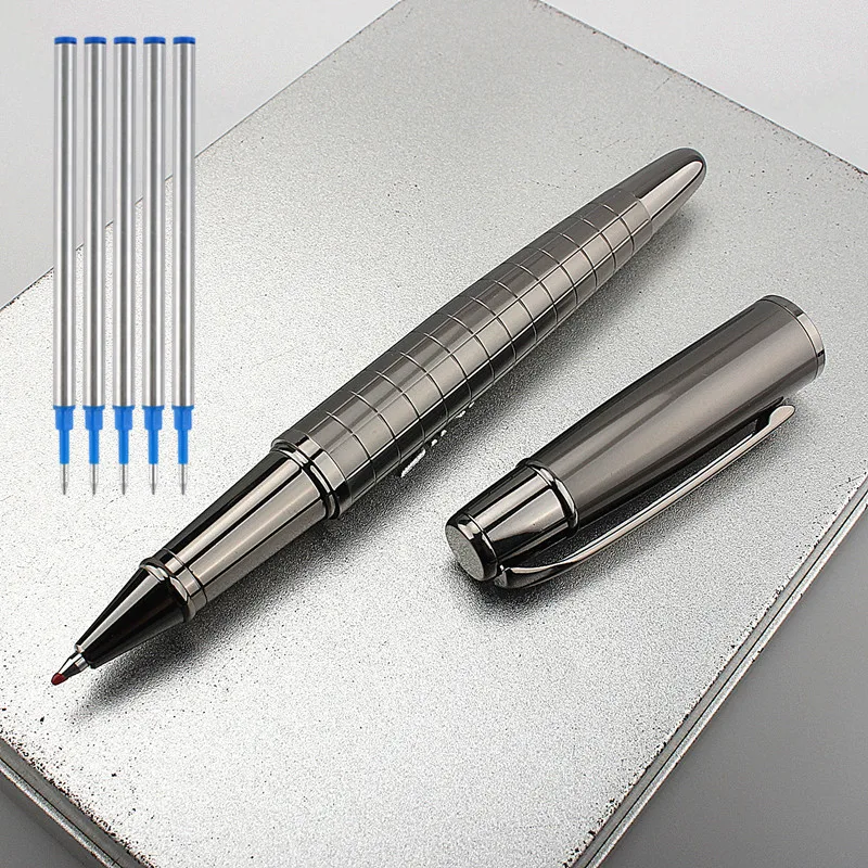 

High Quality 022 Metal Ball point Pen Gun Gray Spin Black Stationery Office School Supplies ink Pens