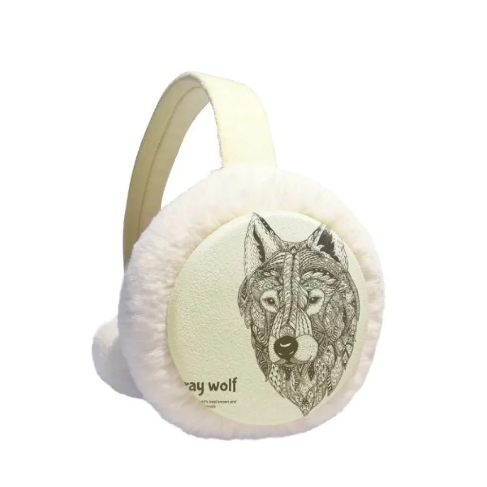 

Gray Wolf Friend Company Gentleman Winter Ear Warmer Cable Knit Furry Fleece Earmuff Outdoor
