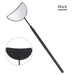 Moon-Shaped Stainless Steel Eyelash Extension Mirror - Detachable Beauty Tool (Black makeup mirror)