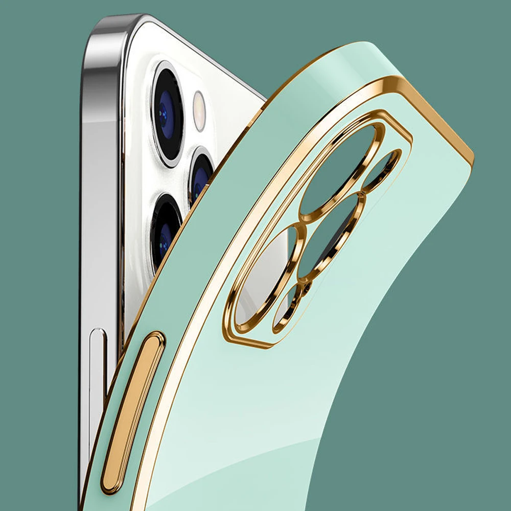Luxury Square Plating Shockproof Silicone Phone Case Back Cover s