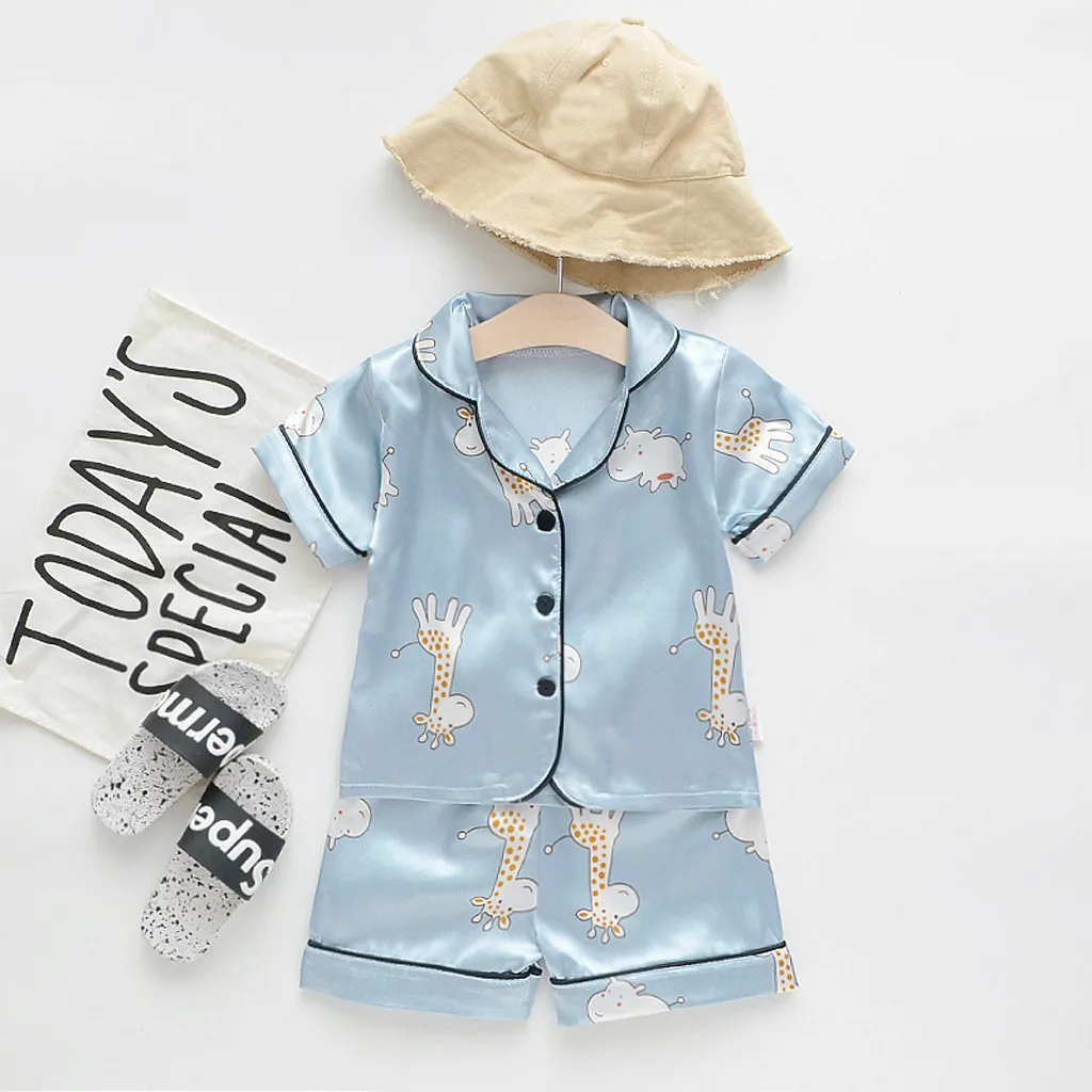 Sleepwear Baby Toddler Clothes Pajamas Girl Set T Kids shirt Boys Shorts Cartoon Boys Outfits&Set Pajamas T3 baby pajamas