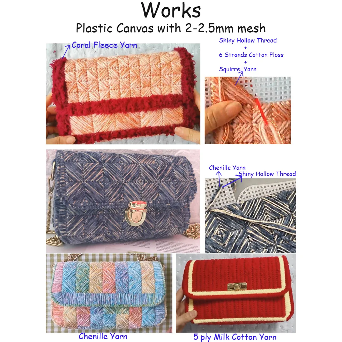 Plastic Mesh Canvas Cloth Grid DIY Handbag Bag Making Crochet