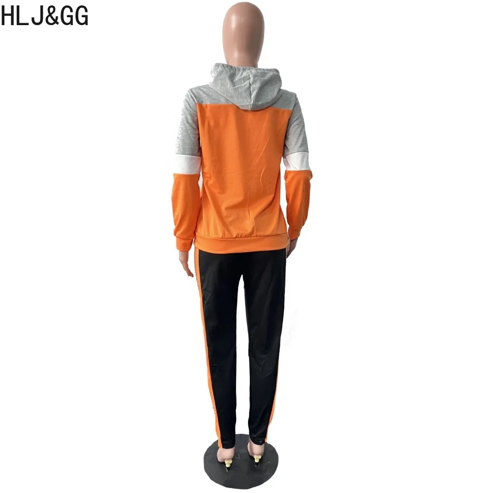 HLJ&GG Autumn Winter Women Clothing Women Long Sleeve Hooded Sweatshirt + Jogger Pants Two Piece Sets Casual Sporty 2pcs Outfits