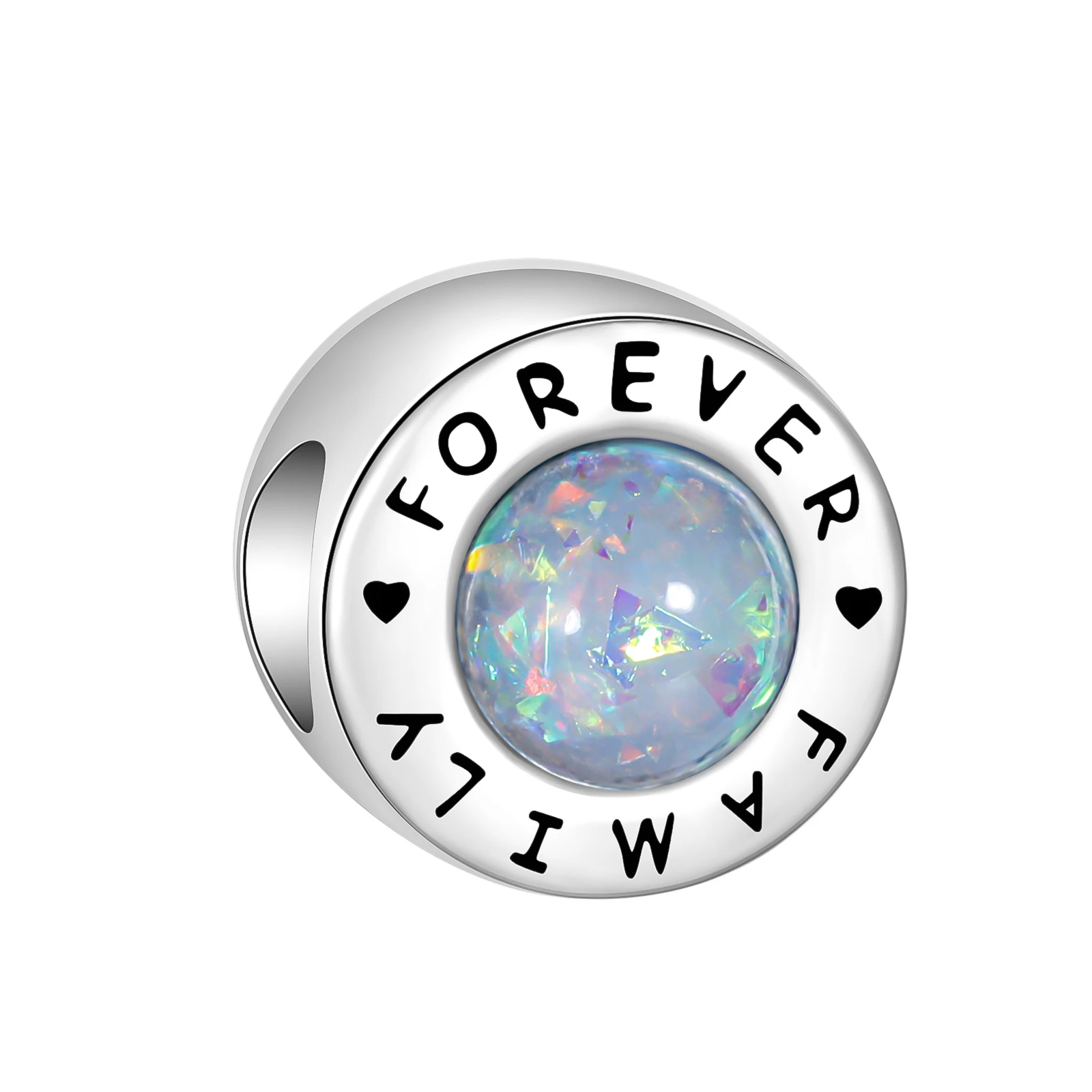 925 Silver Crystal FOREVER FAMILY boutique fashion fit pandora original bracelet charm beads necklace Diy female jewelry.