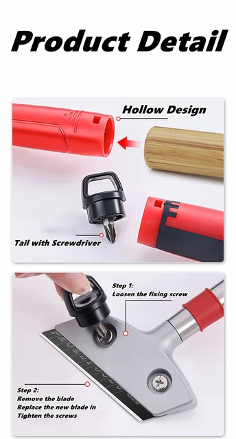 Portable Aluminum Alloy Cleaning Shovel Knife Wallpaper Paint Tiles Flooring Scraper Remover With SK-5 Blade Home Cleaning Tools 4