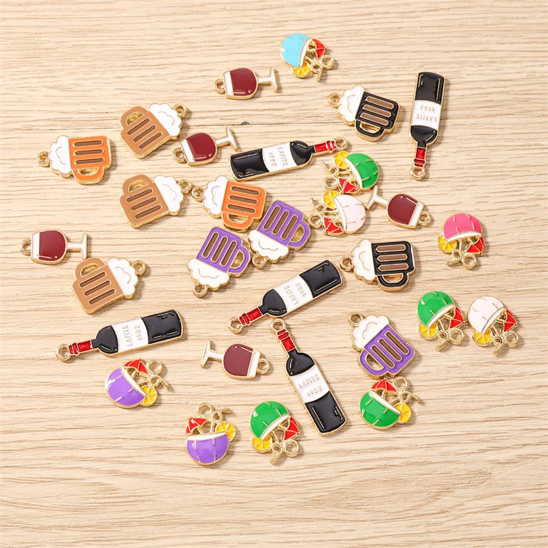 10 Stück Niedliche Emaille-Trinkbecher für Bier und Wein ﻿ Charms-Anhänger für die Herstellung von Tropfenohrringen, Halsketten, Armbändern, DIY-Bastelarbeiten, Schmuckzubehör