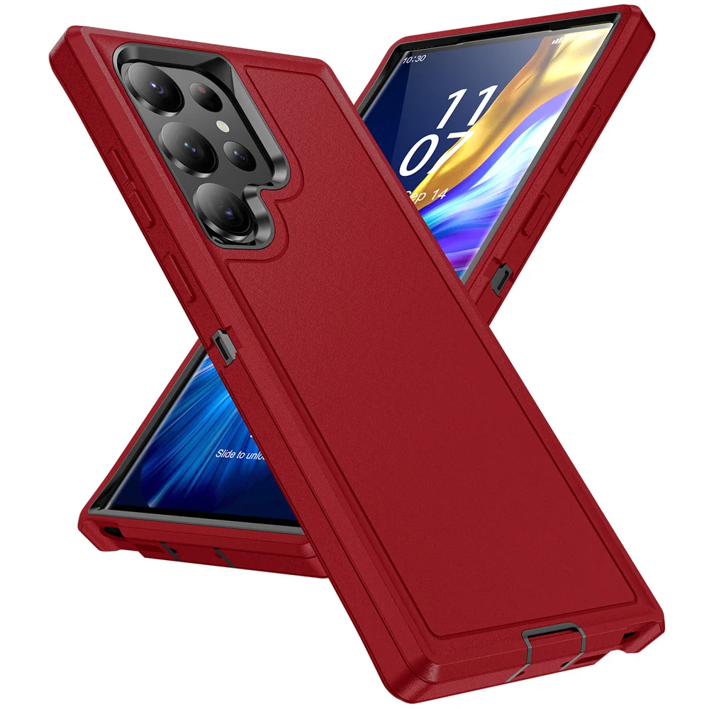 Rugged 3-in-1 Military Shockproof Armor Phone Case with Clashing Splicing Design