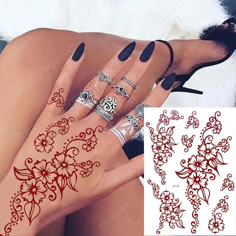 Henna Tattoo Stickers for Legs Waterproof Temporary Tattoos Women