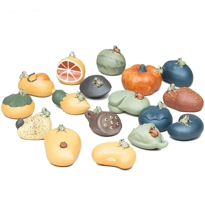 Tea Pet Ornaments Purple Clay Tea pet Watermelon Fruit Model Sculpture Tea Figurine Ornaments Handmade Crafts Home Set Decoration Art