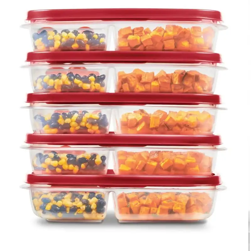 

Find Lids 5 Pack Meal Prep Containers with 3 Compartments, Red, 5.1 Cups Bento box insulated Snack box for kids Lunch bags Salad