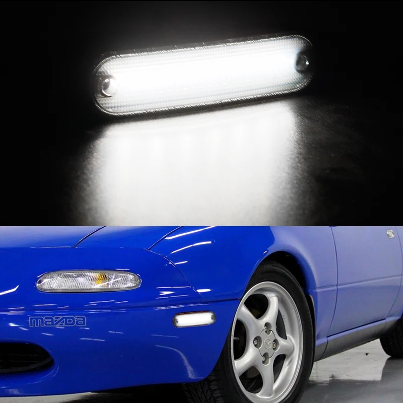 For Mazda Miata MX-5 MX5 1990-2005 Clear & Smoked Lens LED Side Marker Lamp Ambe